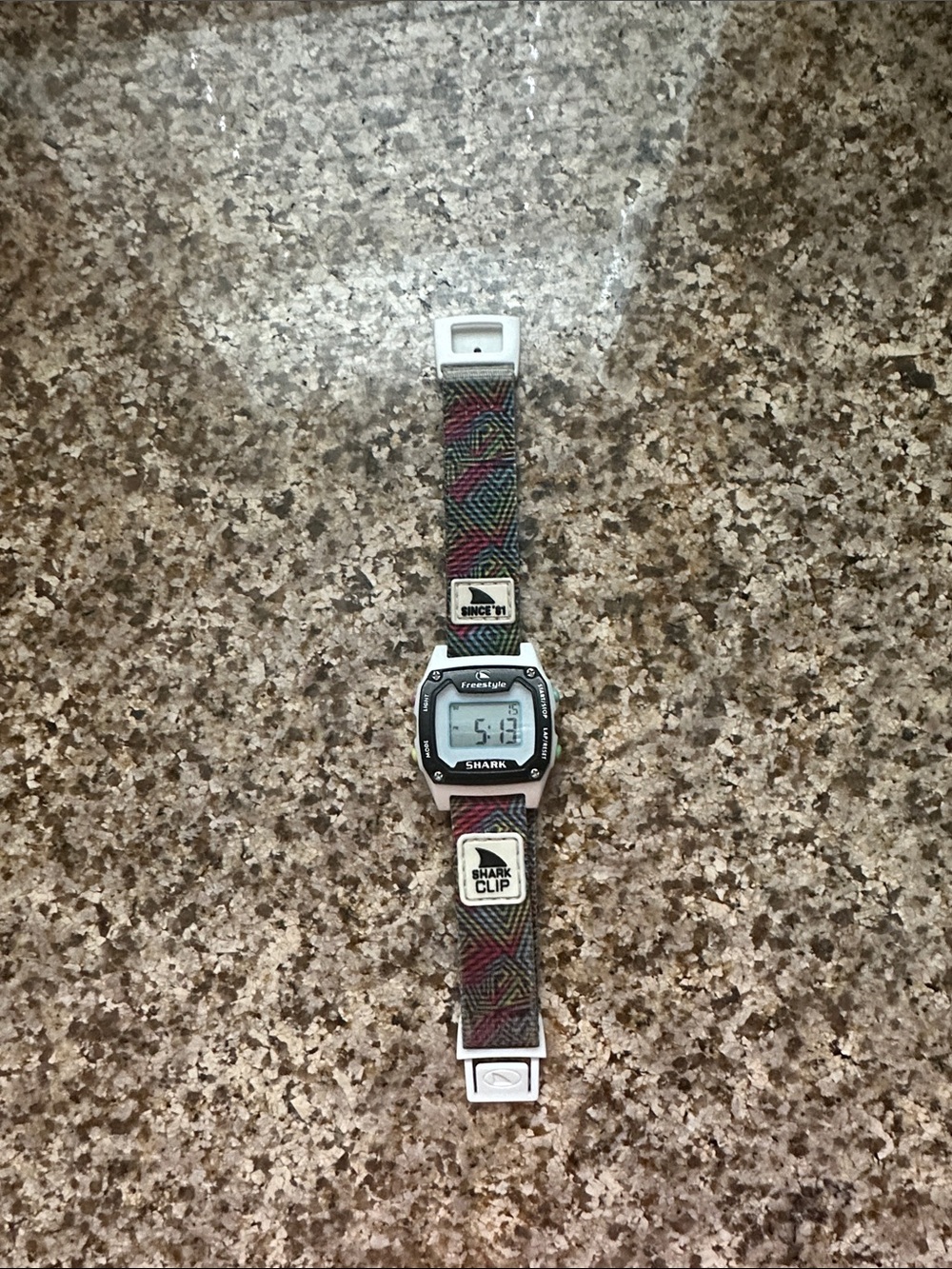 Freestyle Digital Shark Clip Mini Watch - Black Face with Multicolor Woven Strap
